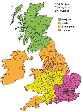 Co2 Thermo Timber Post Code Map